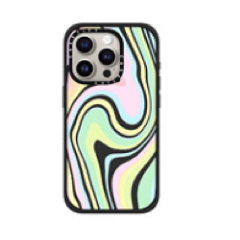 NEW iPhone 15 Pro Pastel Rainbow Swirl MagSafe Compatible Case